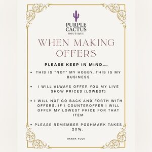 Purple Cactus Boutique Offer Guidelines